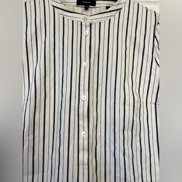THEORY Women’s Trapeze Dress Linen Cotton Blend Striped Size Medium - Picture 10 of 11